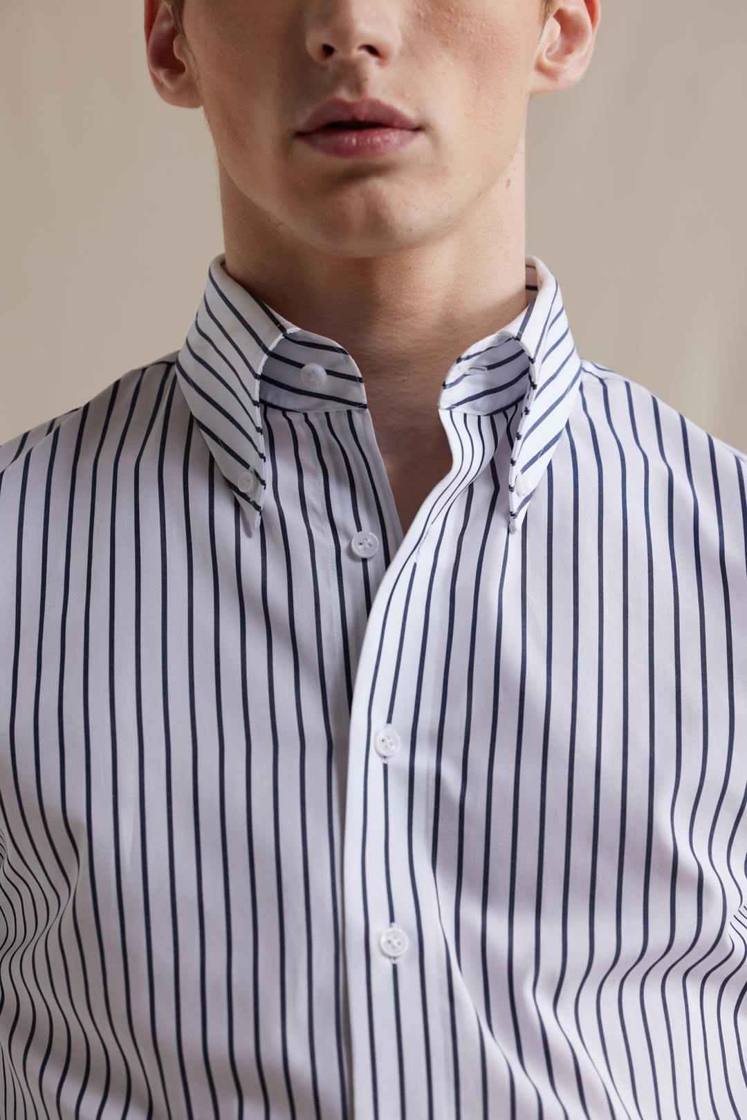 Button Down Shirt - White/Blue Stripes
