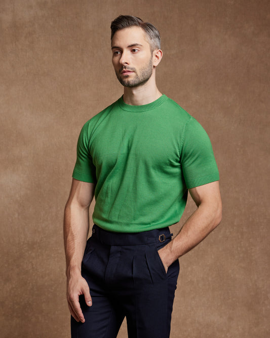 Knitted Crew Neck T-shirt - Green